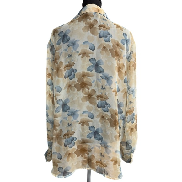 Notations Clothing Co. - Sheer Floral Button Down Blouse - Size XL - Picture 3 of 7